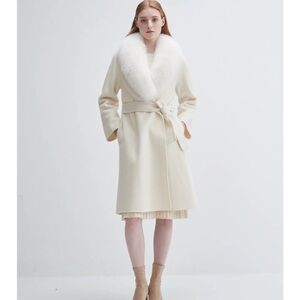 Pissenlit Fur Shawl Collar Cashmere Coat